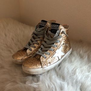 Golden Goose Francy Glitter Zip and Lace-Up Sneakers